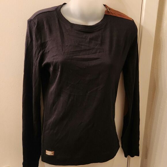 NWT Lauren Ralph Lauren Classic Elbow Patch Long Sleeve Top size M - Picture 1 of 5